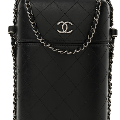 Chanel Lambskin Quilted Chain Around Phone Holder Black 8 of 13