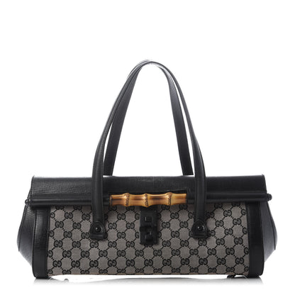 Gucci Monogram Bamboo Bullet Satchel Black 1 of 10