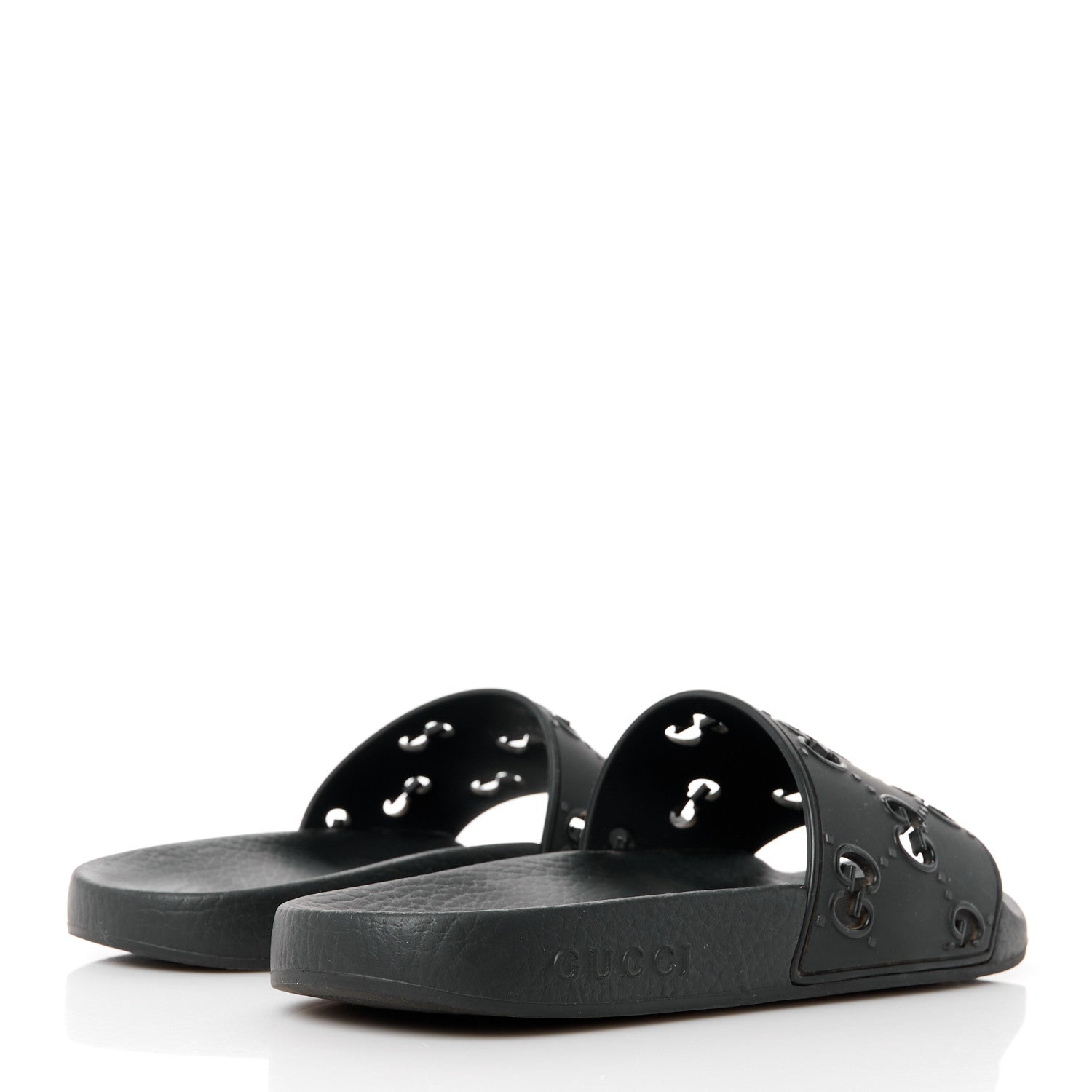 Gucci Rubber GG Monogram Perforated Womens Slide Sandals 37 Black 4 of 8