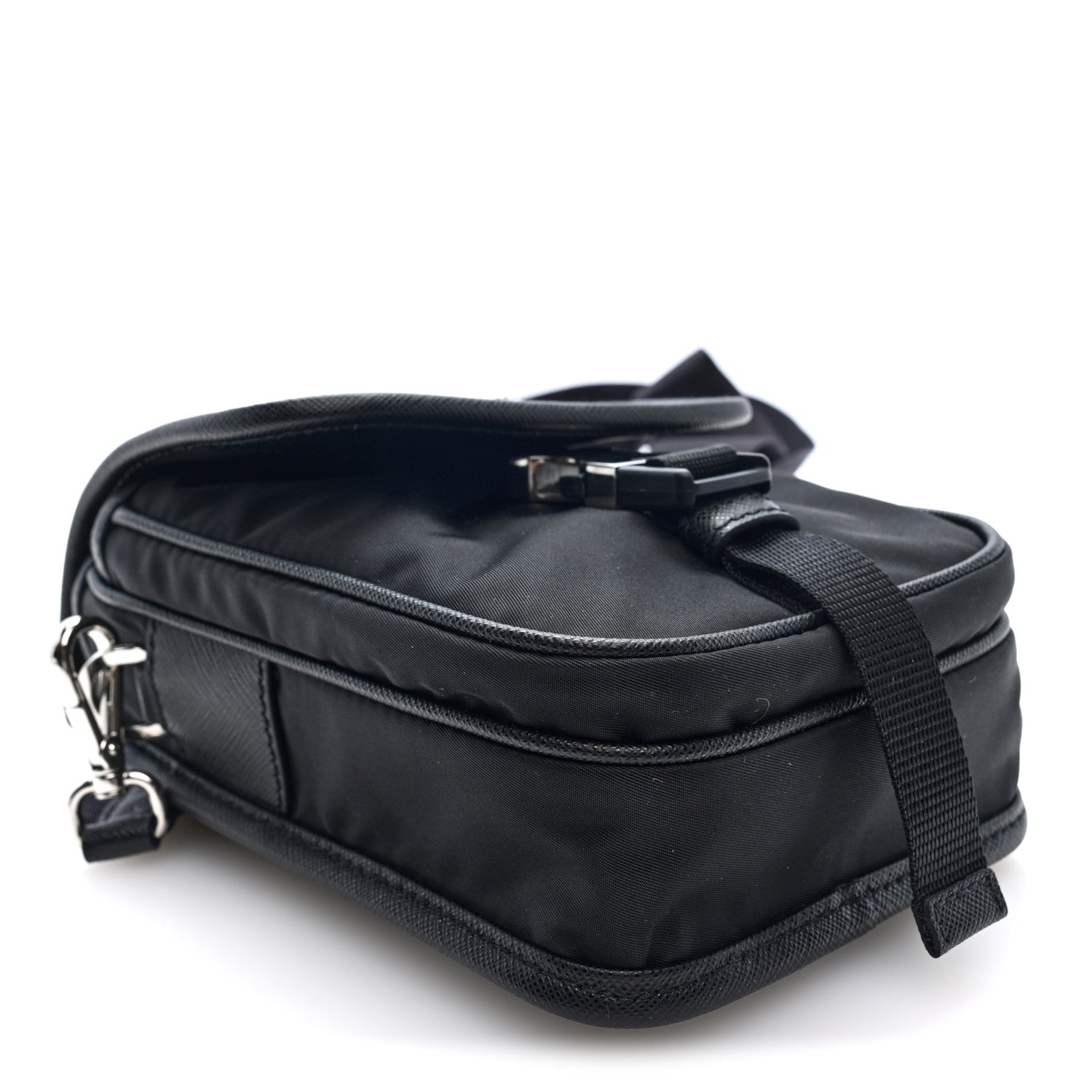 Prada Re-Nylon Saffiano Mini Pocket Single Snap Buckle Messenger Bag Black 3 of 8