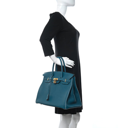 Hermes Togo Horseshoe Birkin 35 Bleu Izmir Bleu Lin 1 of 11