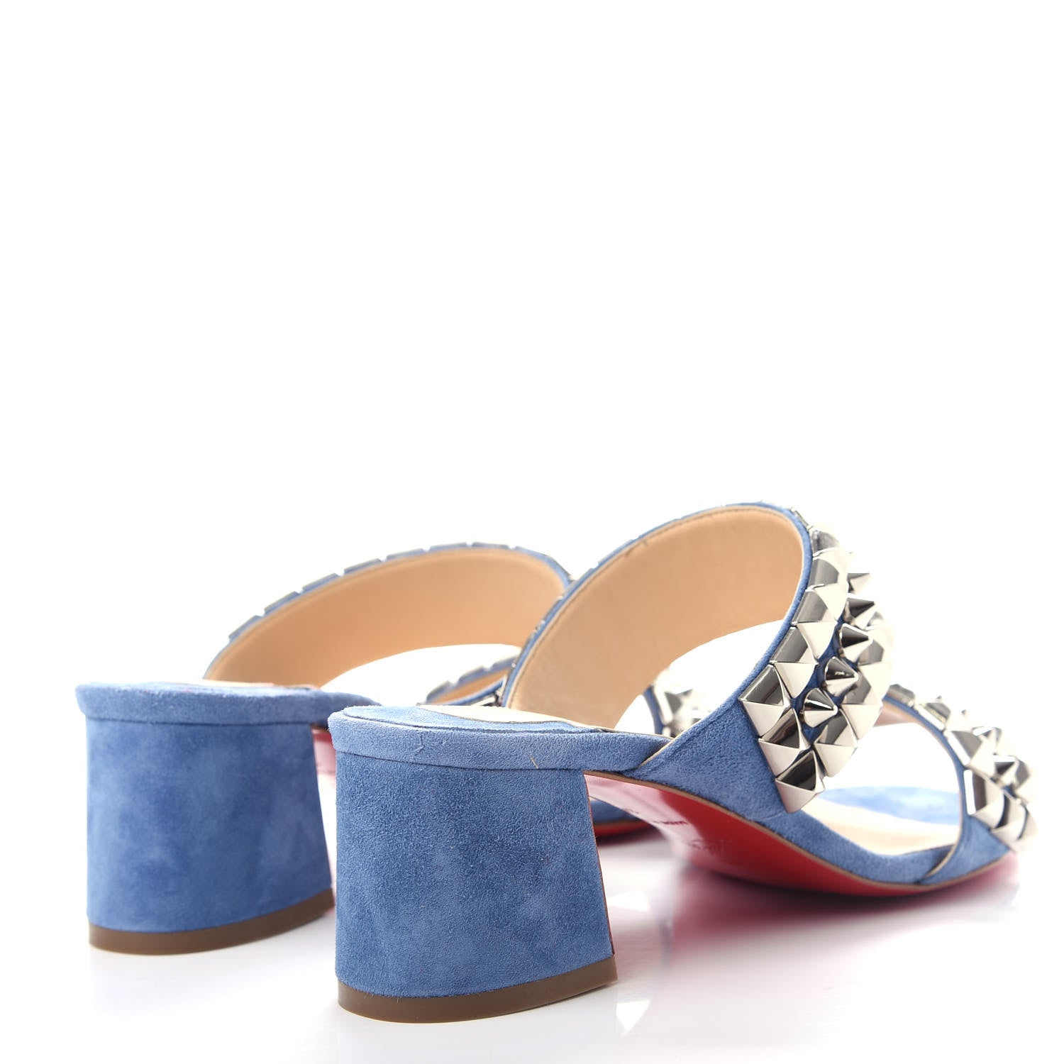 Christian Louboutin Suede Studded Tina Goes Mad 55 Slide Sandals 35 Version Jeans 4 of 10