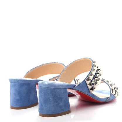 Christian Louboutin Suede Studded Tina Goes Mad 55 Slide Sandals 35 Version Jeans 4 of 10