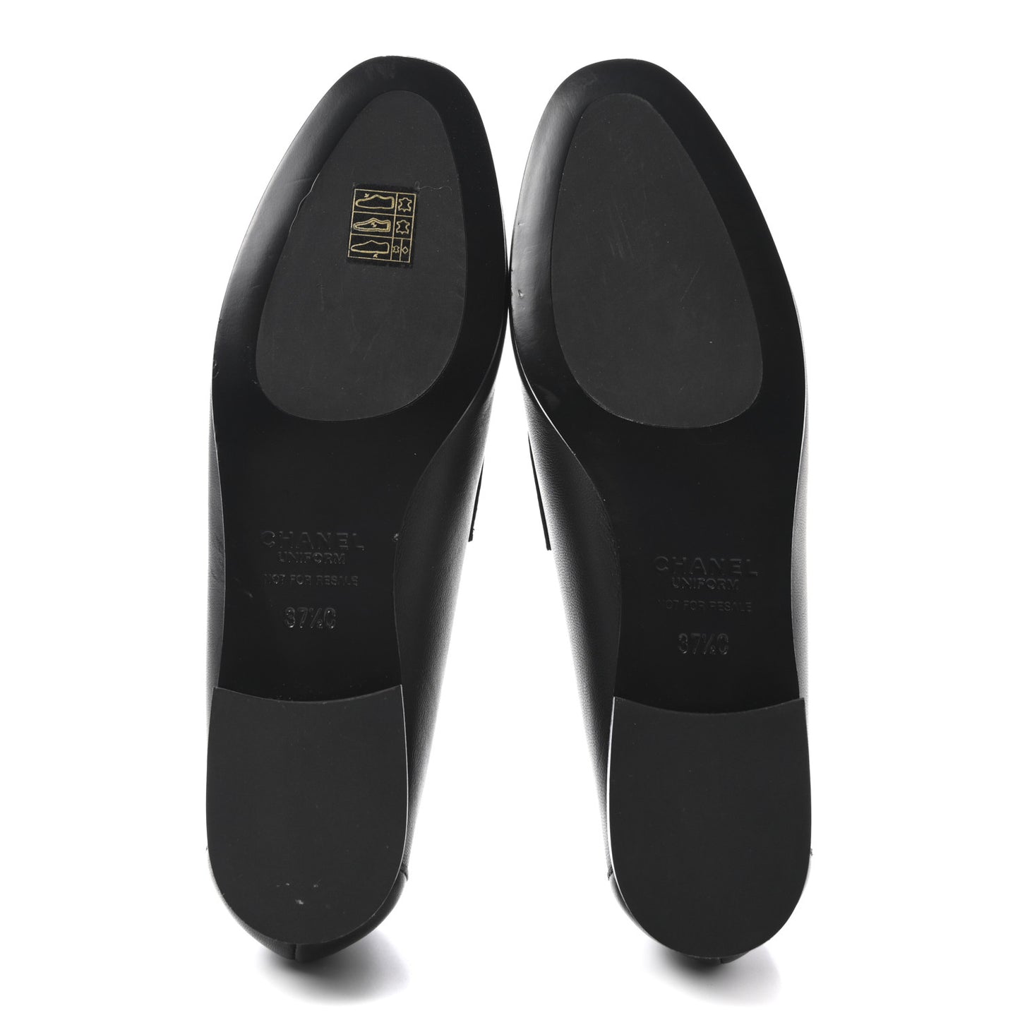 Calfskin Womens Stitched CC Loafers 37.5 Black