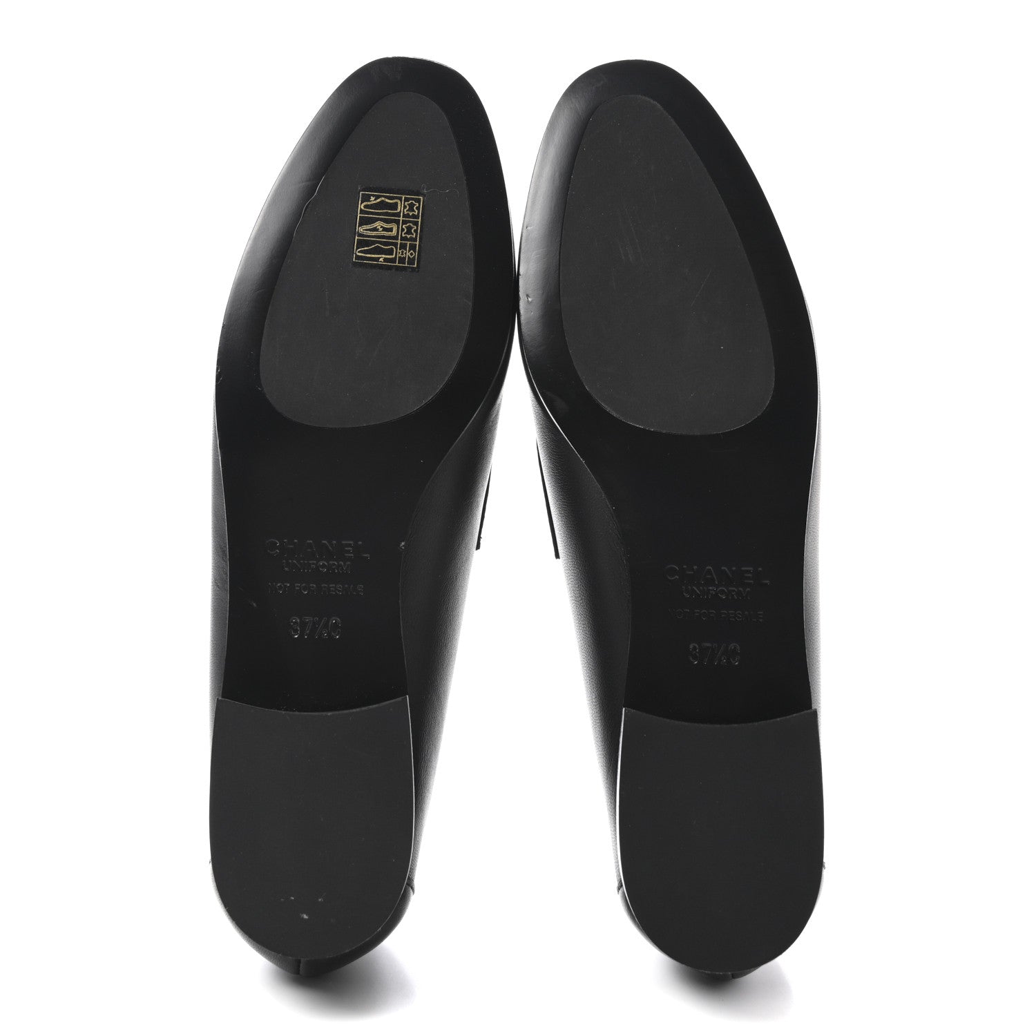 Chanel Calfskin Womens Stitched CC Loafers 37.5 Black 6 of 10