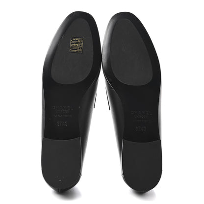Chanel Calfskin Womens Stitched CC Loafers 37.5 Black 6 of 10