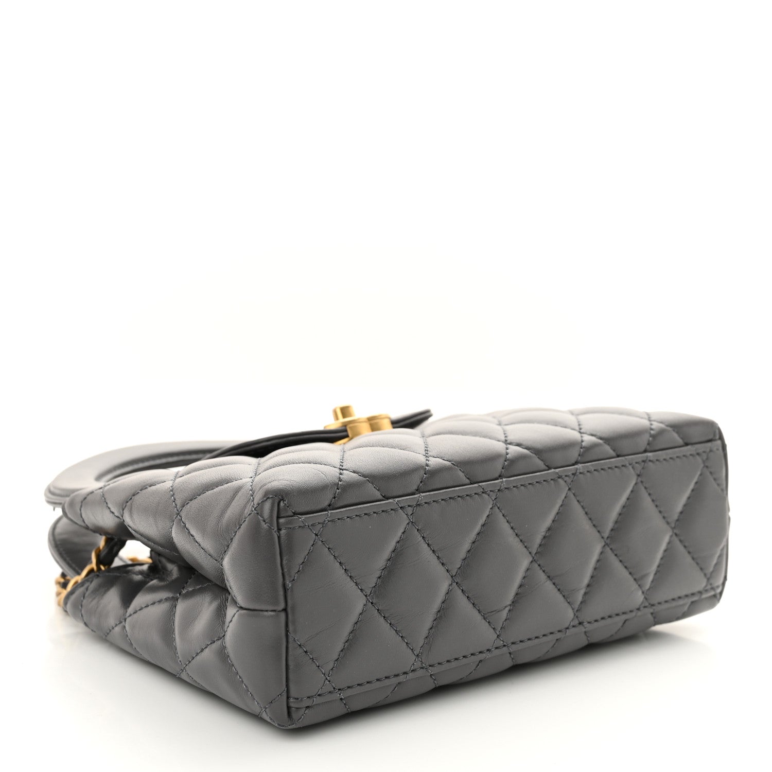 Chanel Shiny Aged Calfskin Quilted Nano Kelly Shopper Grey 3 of 10