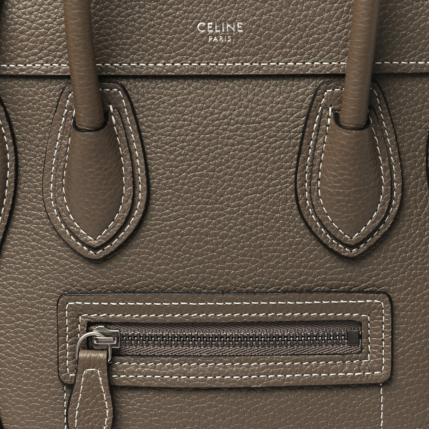 Celine Drummed Calfskin Nano Luggage Souris 9 of 11