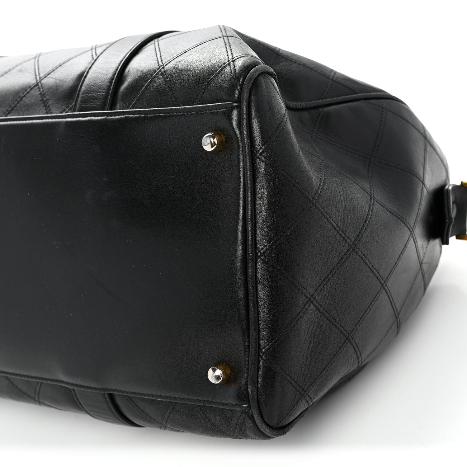 Chanel Calfskin Stitched Duffle Travel Bag Black 11 of 12