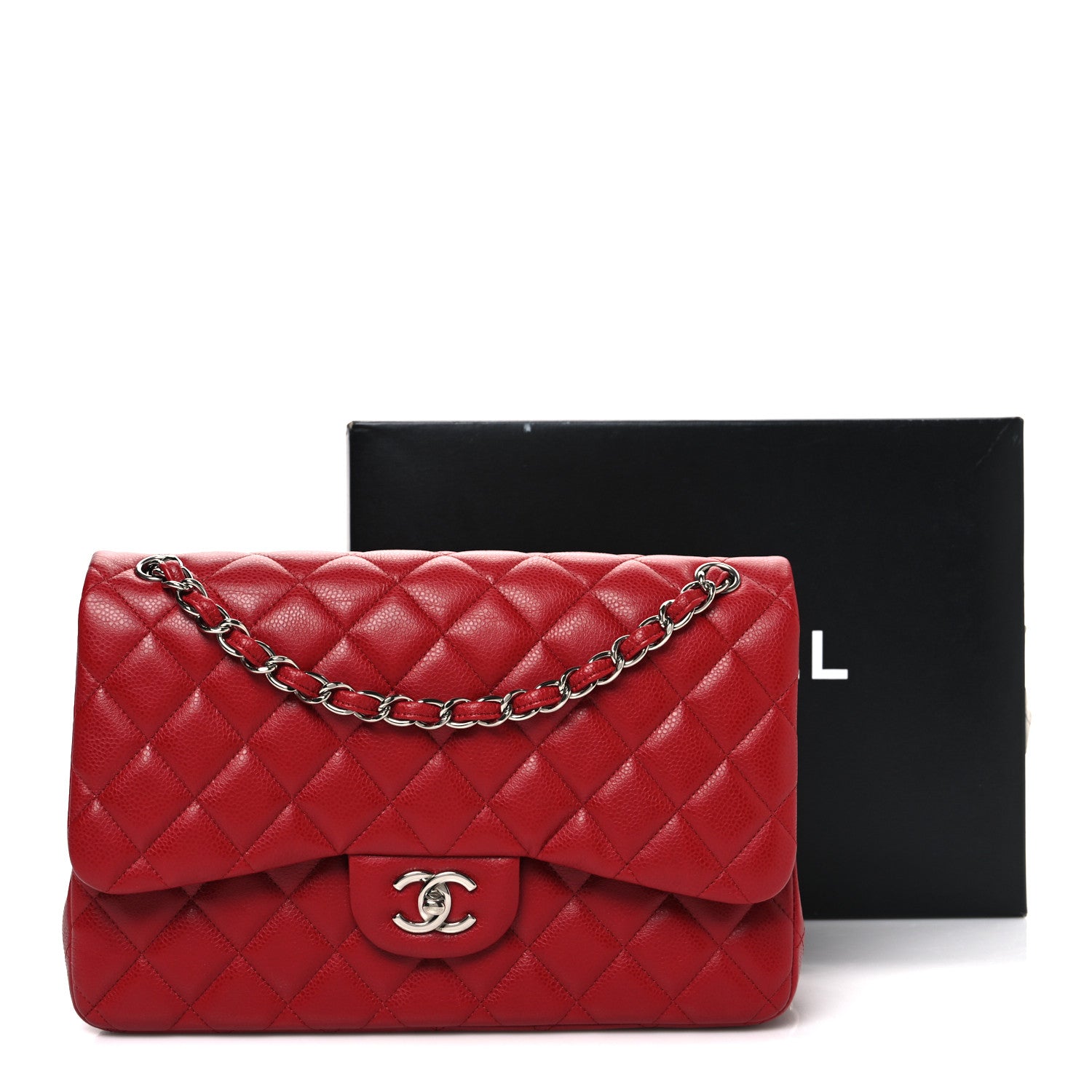 Chanel Caviar Quilted Jumbo Double Flap Dark Red 12 of 12