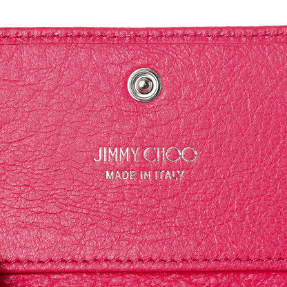 Jimmy Choo Fluorescent Calfskin Star Studded Nello Card Holder Shocking Pink 6 of 8