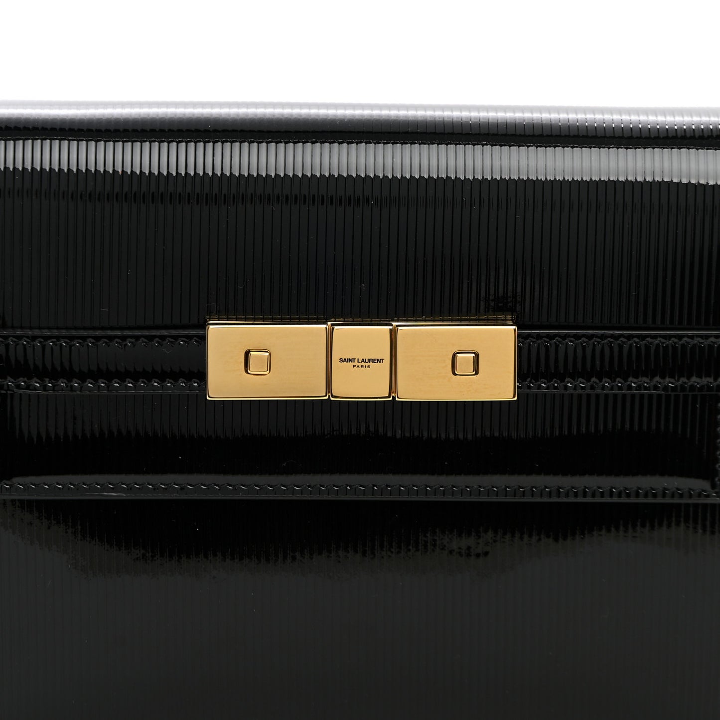 Patent Linear Embossed Small Manhattan Shoulder Bag Black