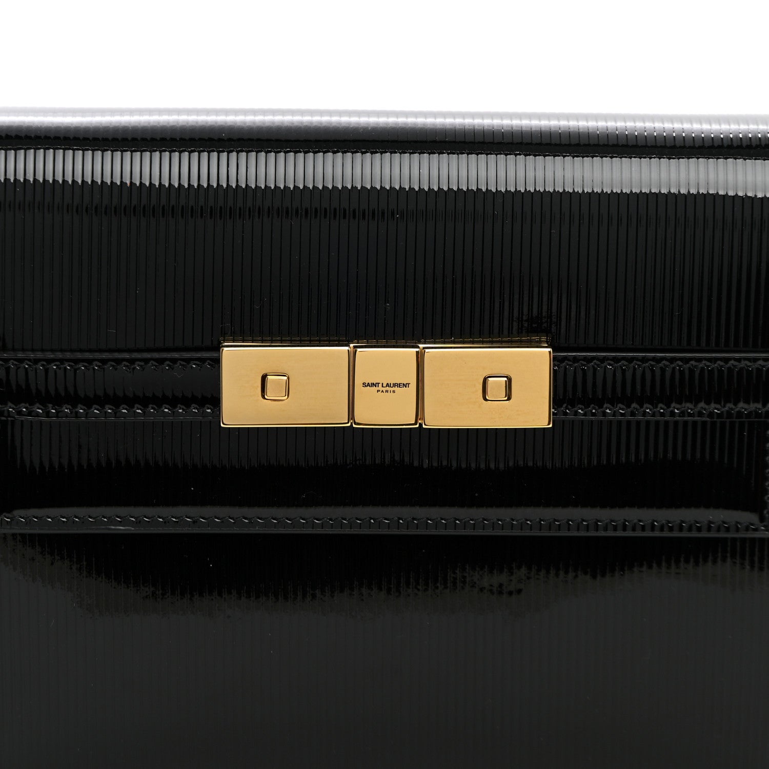 Saint Laurent Patent Linear Embossed Small Manhattan Shoulder Bag Black 6 of 8