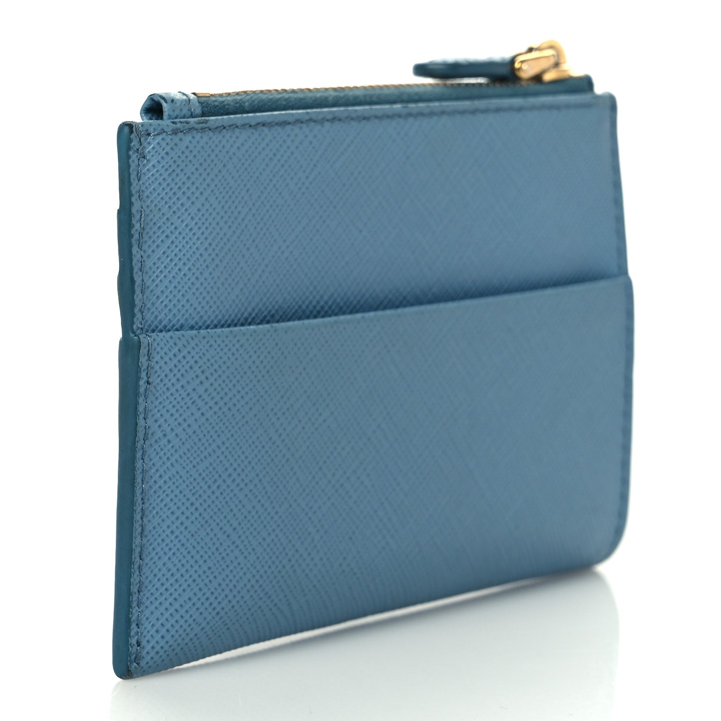 Saffiano Metal Zip Card Holder Blue