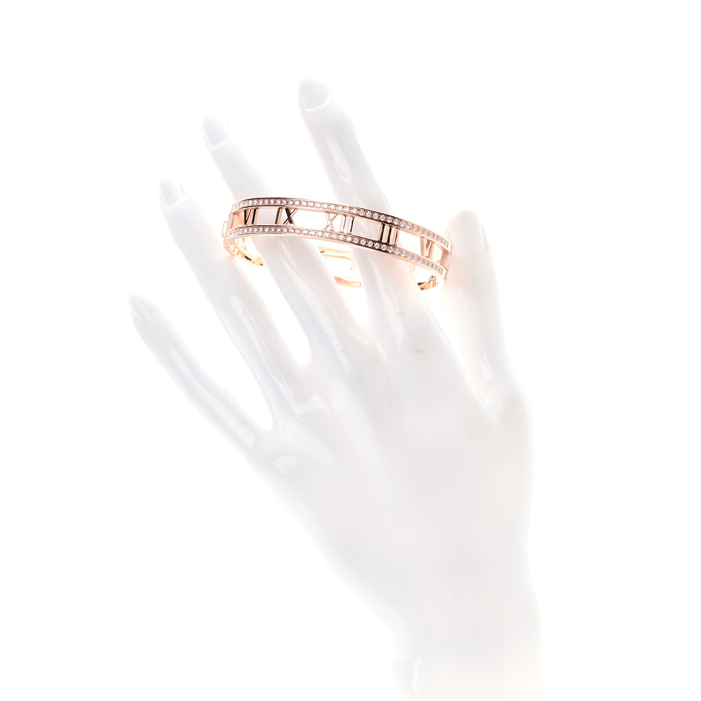 18K Rose Gold Diamond Atlas Open Hinged Bangle Bracelet