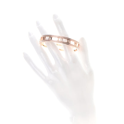 Tiffany 18K Rose Gold Diamond Atlas Open Hinged Bangle Bracelet 2 of 5