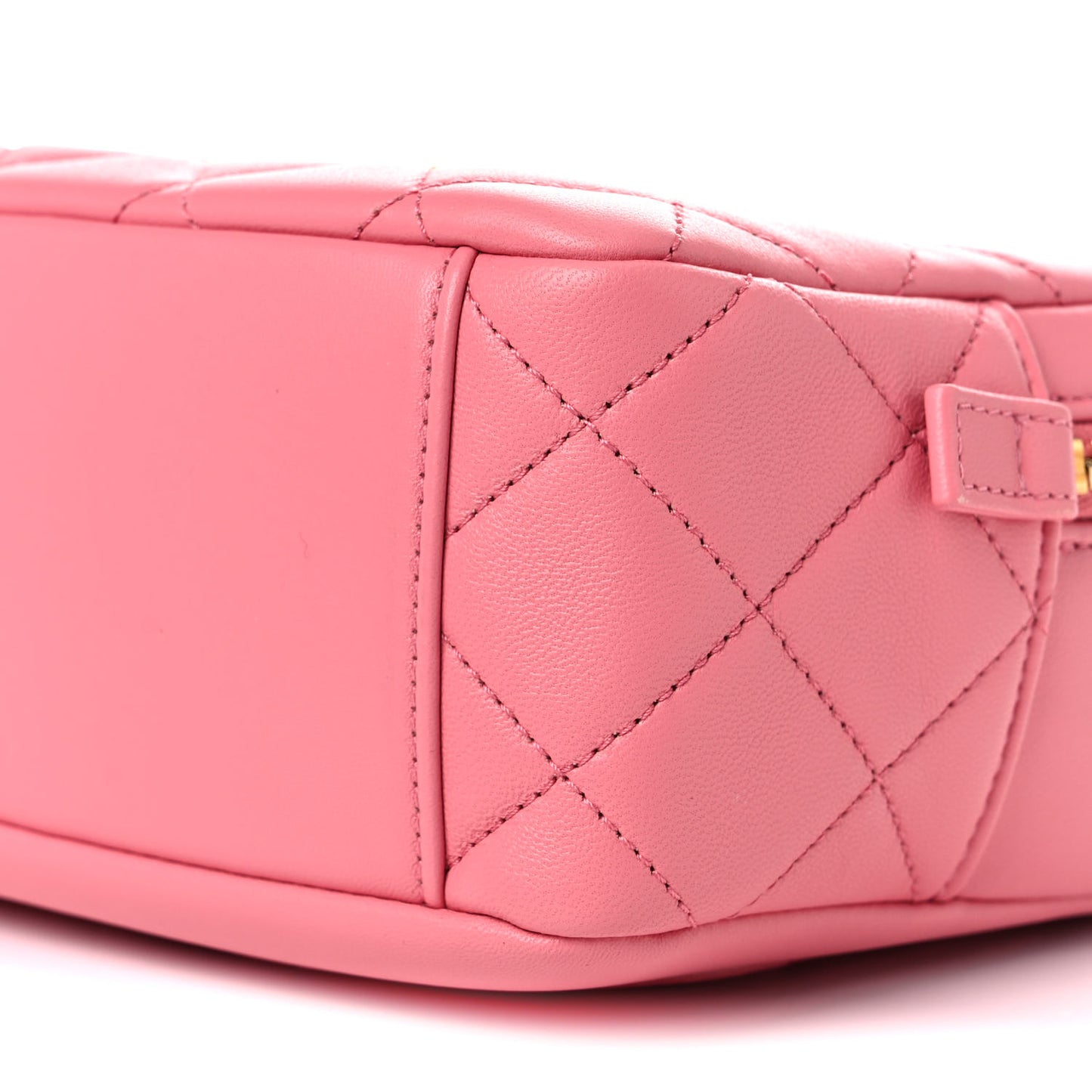 Lambskin Quilted Studded Quilted Vanity Case With Chain Rose
