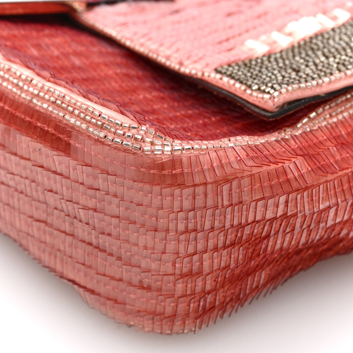 Sequin Snakeskin Re-Edition Baguette Pink