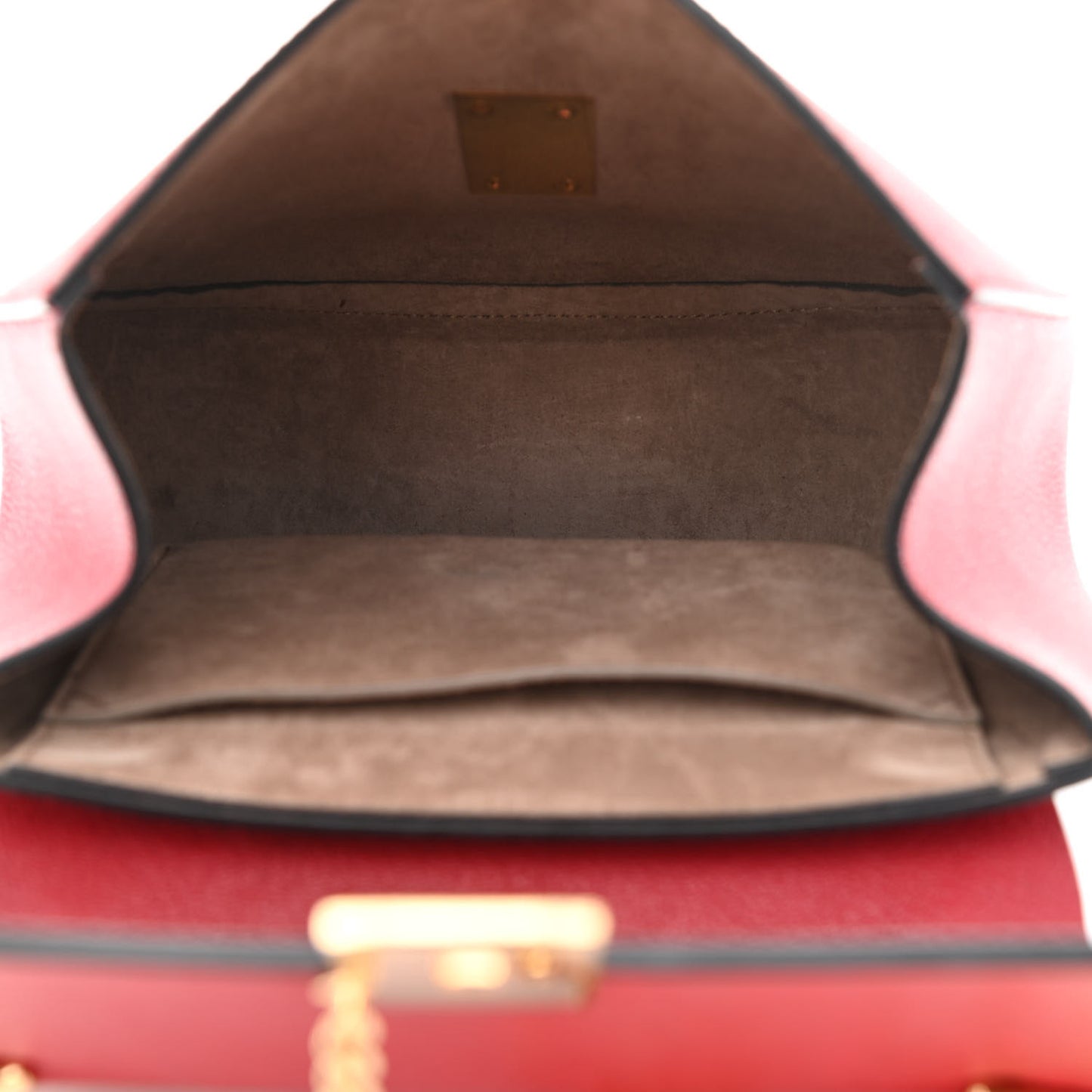 Grained Calfskin Lambskin Drew Shoulder Bag Red