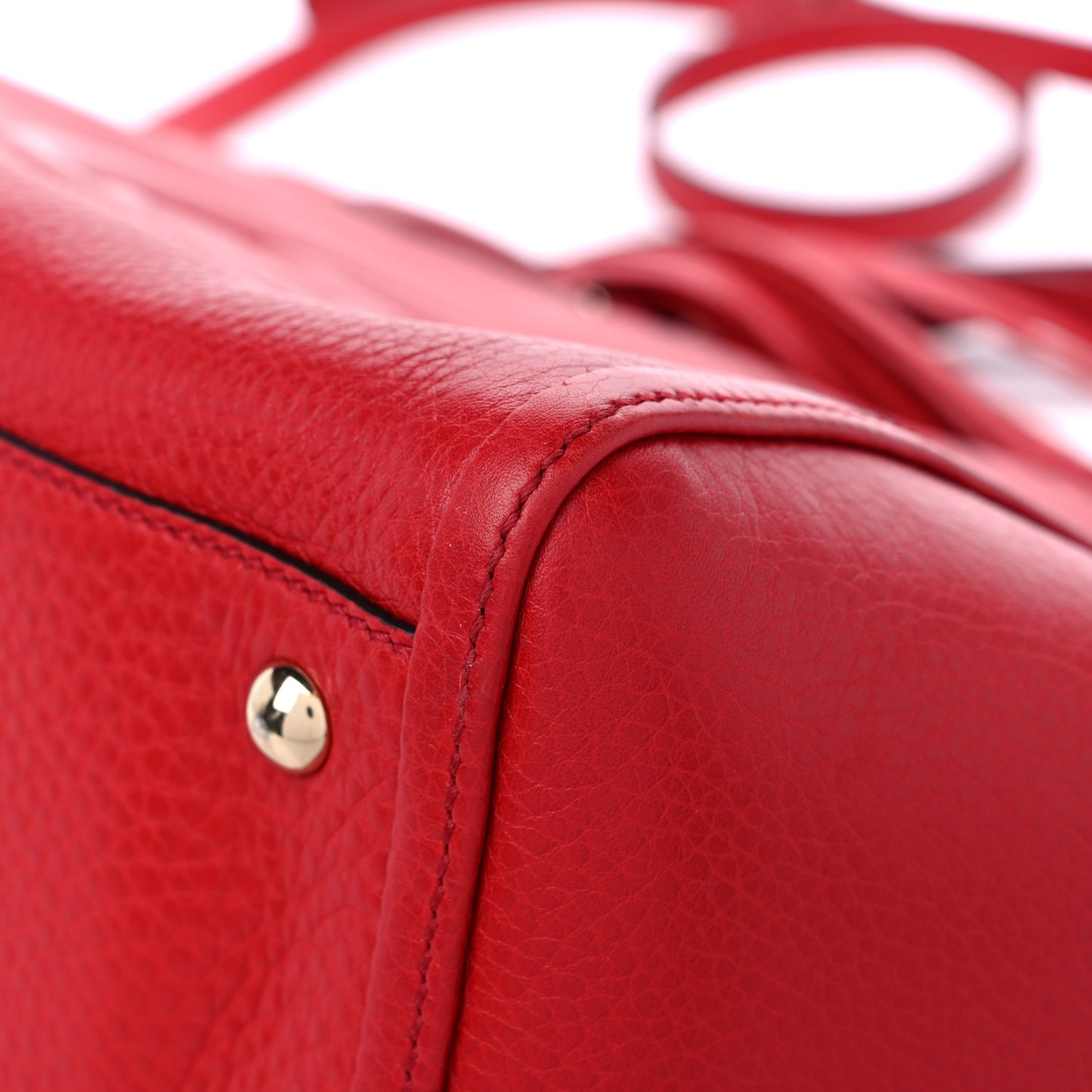Pebbled Calfskin Small Soho Top Handle Bag Red