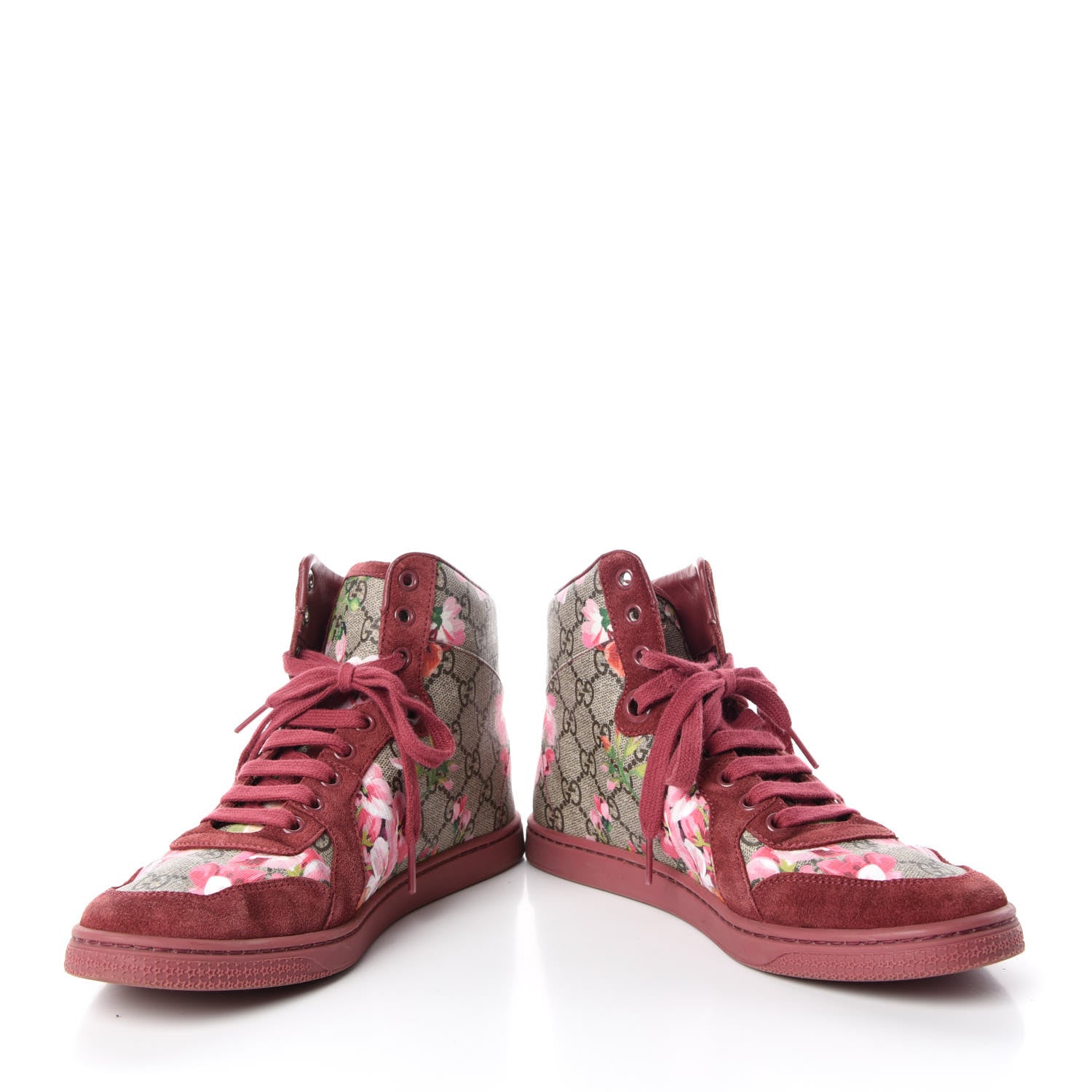 Gucci GG Supreme Monogram Blooms Womens High Top Sneakers 38 Beige Multicolor Dry Rose 7 of 15