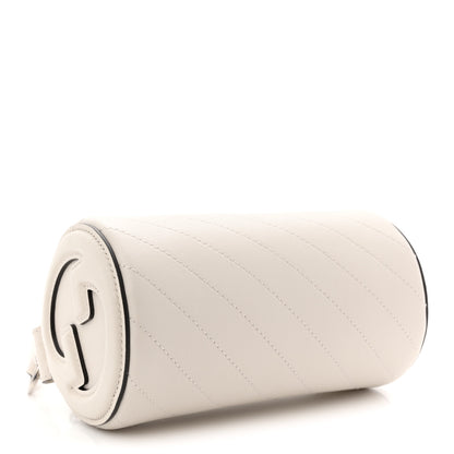 Gucci Sakai Be Green Calfskin Diagonal Stitched Mini Blondie Barrel Shoulder Bag Mystic White 4 of 11