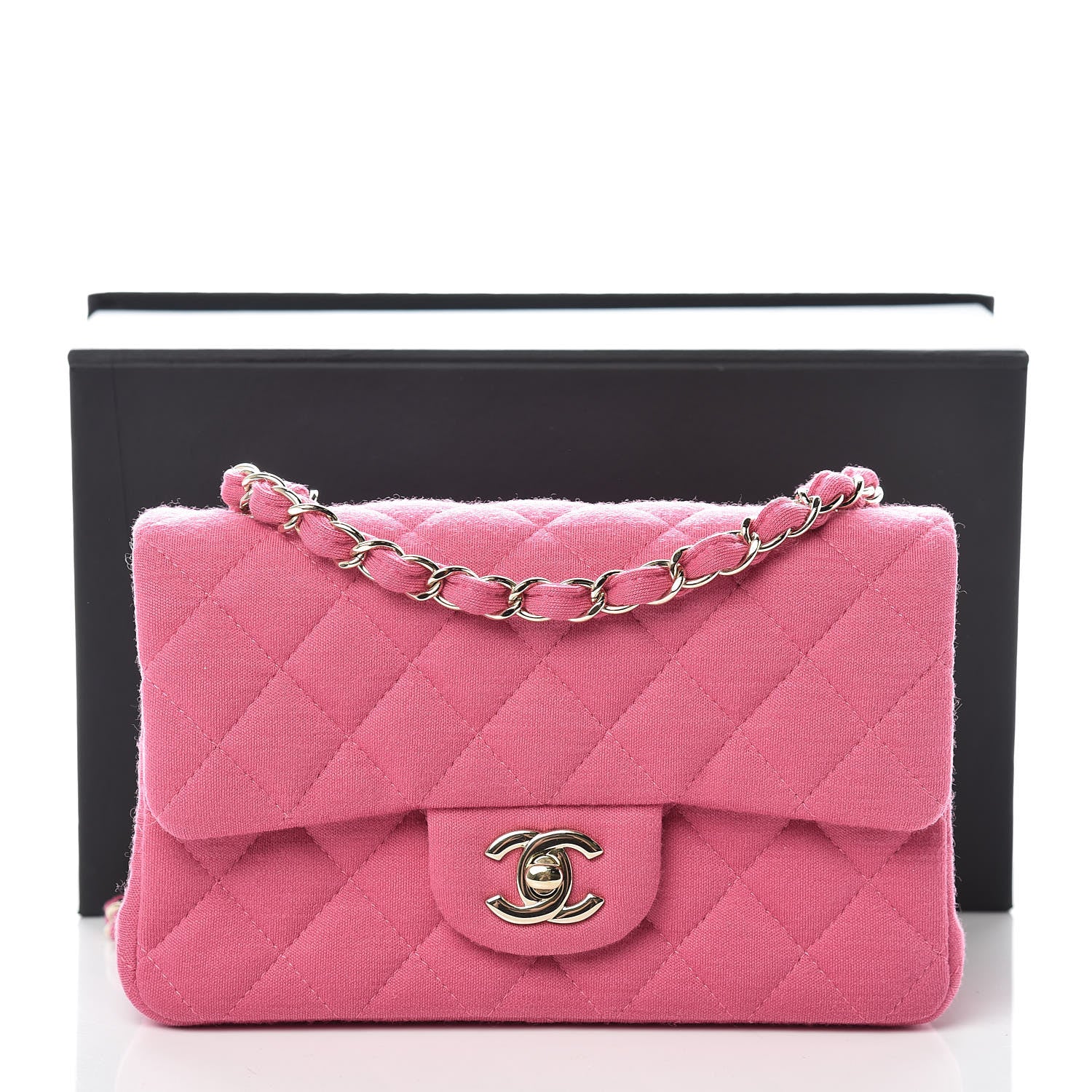 Chanel Jersey Quilted Mini Rectangular Flap Pink 10 of 10