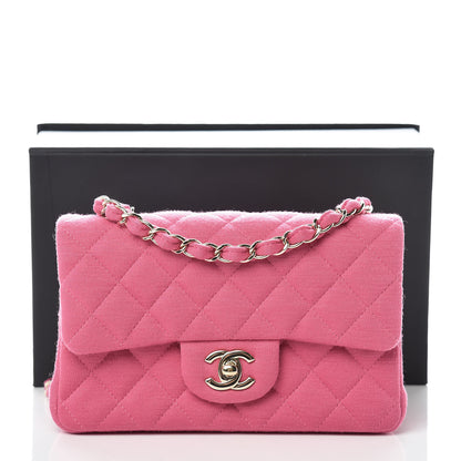 Chanel Jersey Quilted Mini Rectangular Flap Pink 10 of 10