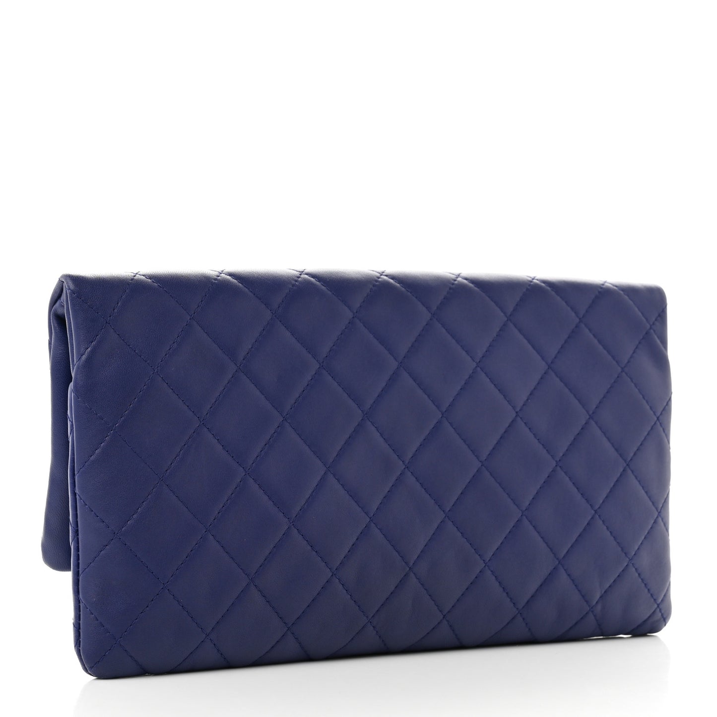 Lambskin Quilted CC Beauty Clutch Blue
