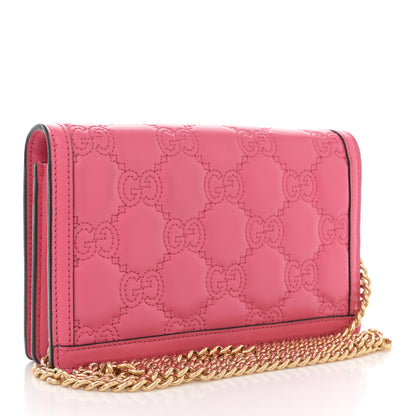 Gucci Calfskin GG Matelasse Chain Wallet Rhodamine Pink 3 of 10