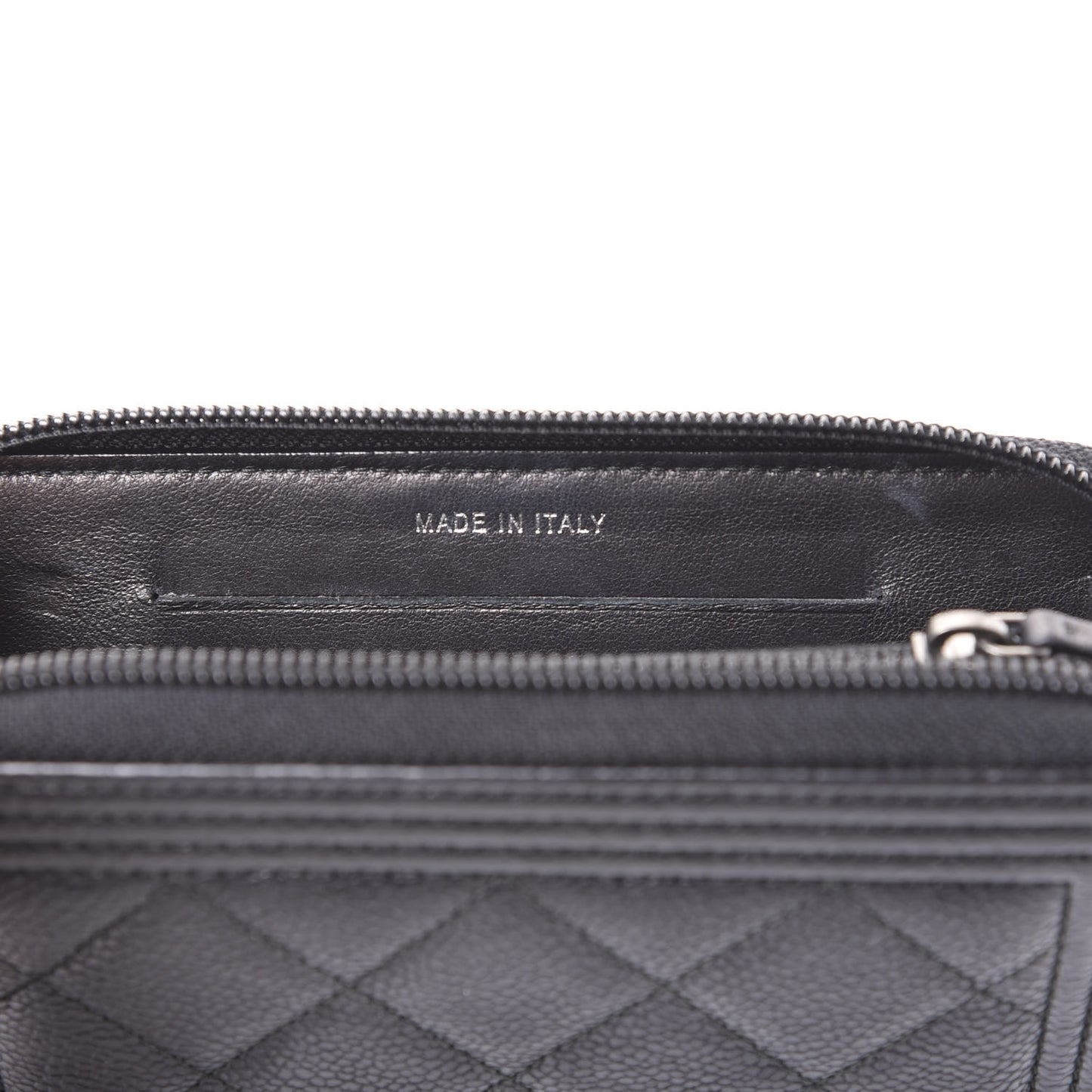 Caviar Quilted Small Boy Zip Around Wallet Black