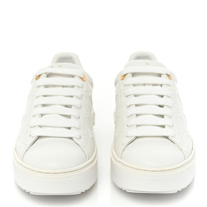 Louis Vuitton Lambskin Embossed Monogram Time Out Sneakers 38 White 2 of 11
