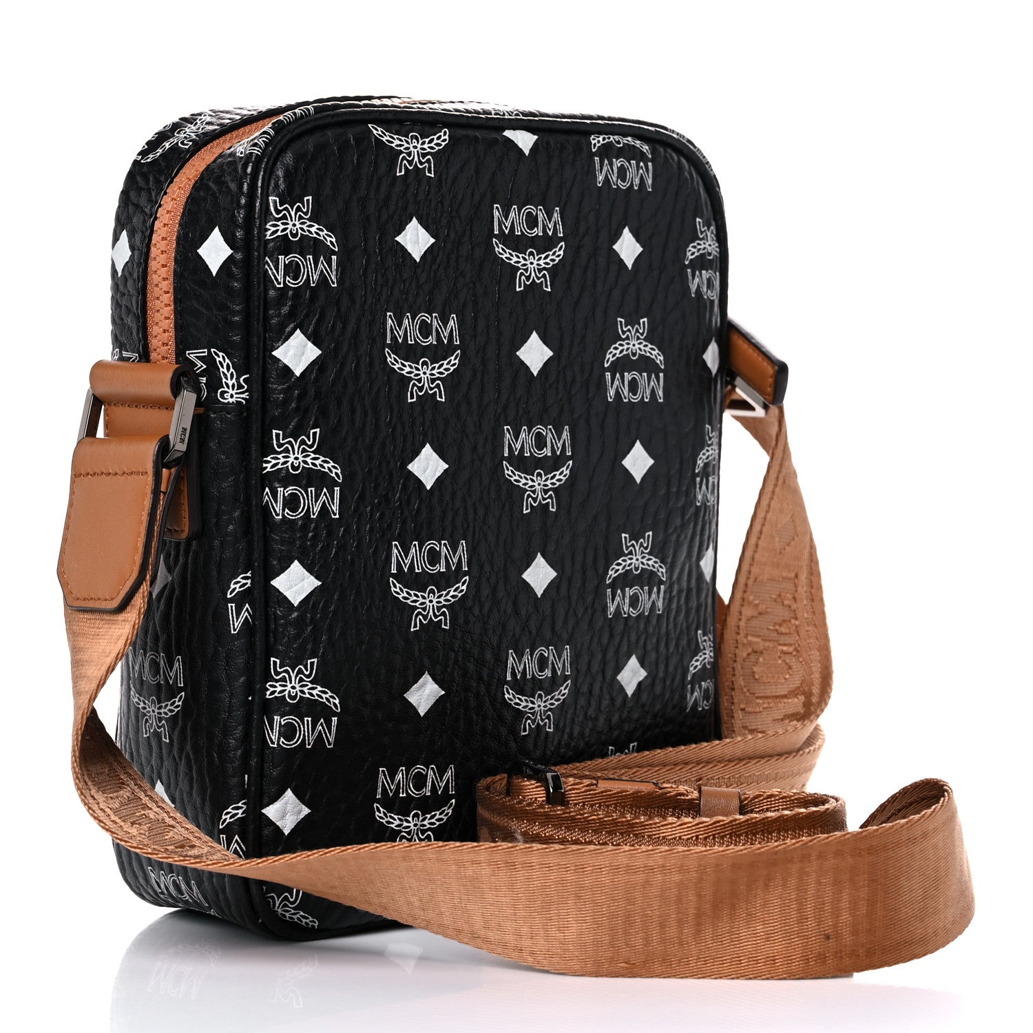 MCM Visetos Camera Crossbody Bag Black Cognac 3 of 17