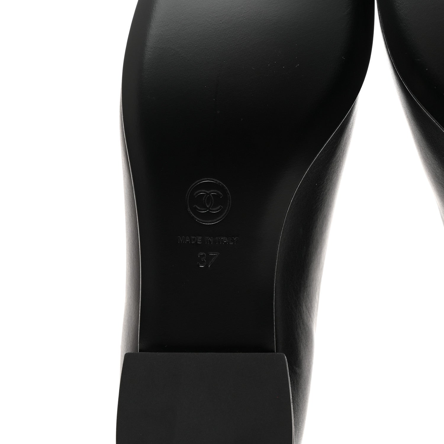 Chanel Calfskin Cap Toe T Strap CC Flats 37 Black 8 of 9