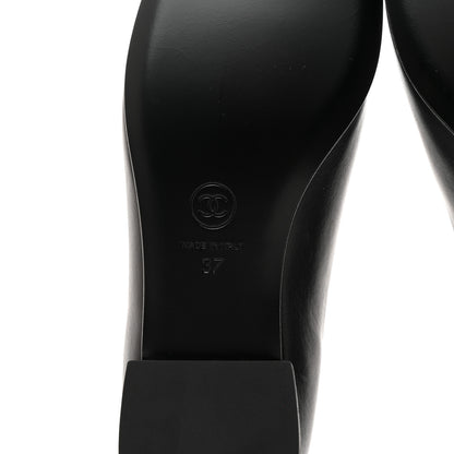 Chanel Calfskin Cap Toe T Strap CC Flats 37 Black 8 of 9