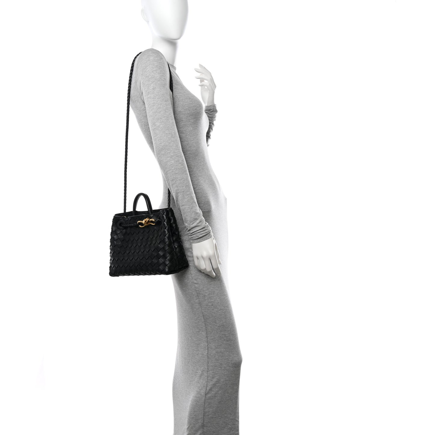 Nappa Intrecciato Small Andiamo Shoulder Bag Black