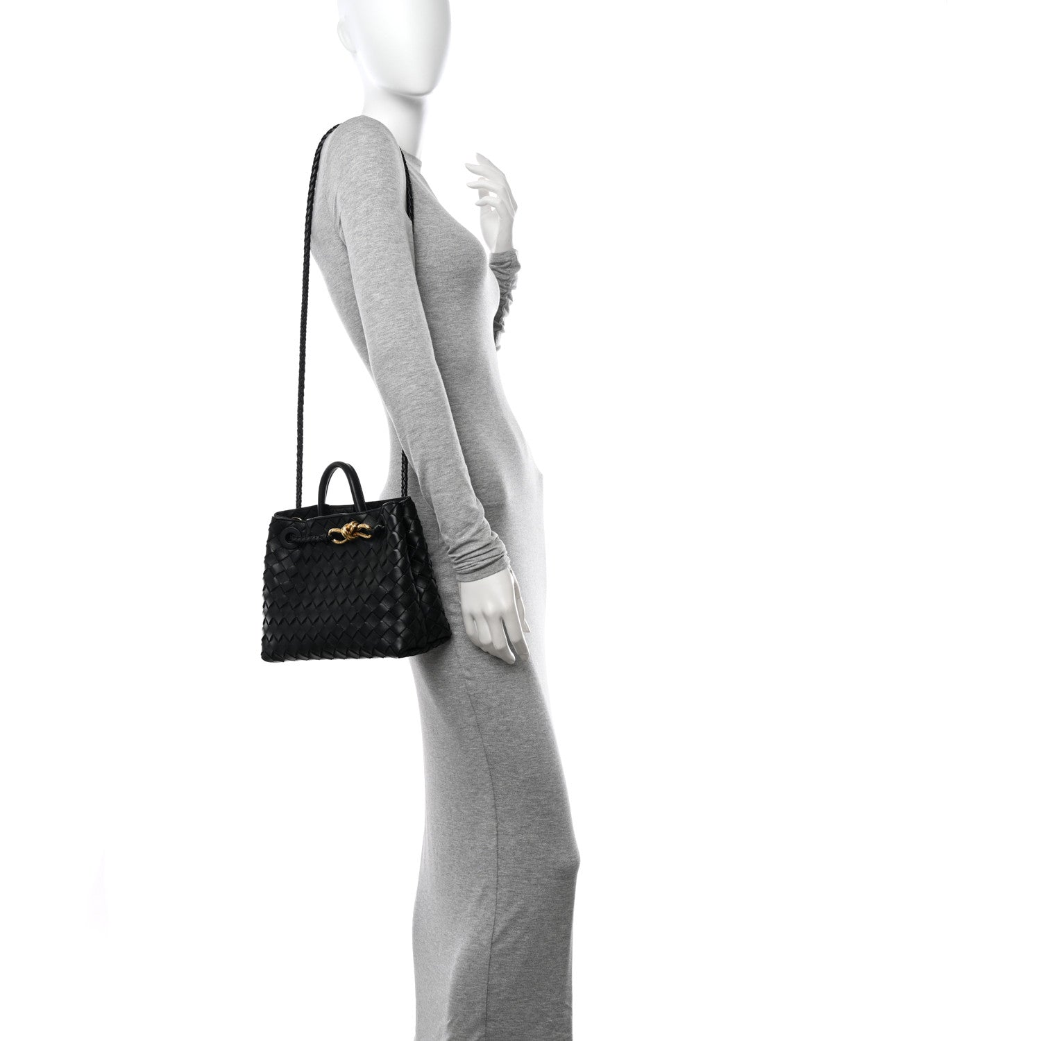 Bottega Veneta Nappa Intrecciato Small Andiamo Shoulder Bag Black 2 of 14