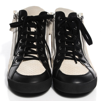 Chanel Suede Calfskin Zipped Sneakers 40.5 Beige Clair Black 2 of 8