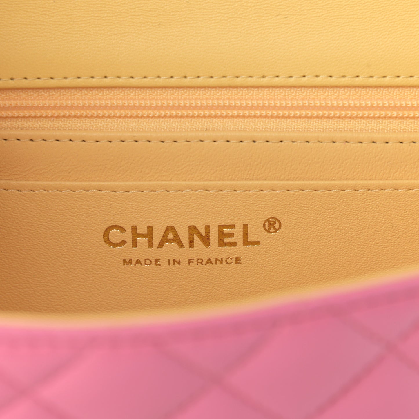 Lambskin Quilted Mini Rectangular Flap Pink Yellow