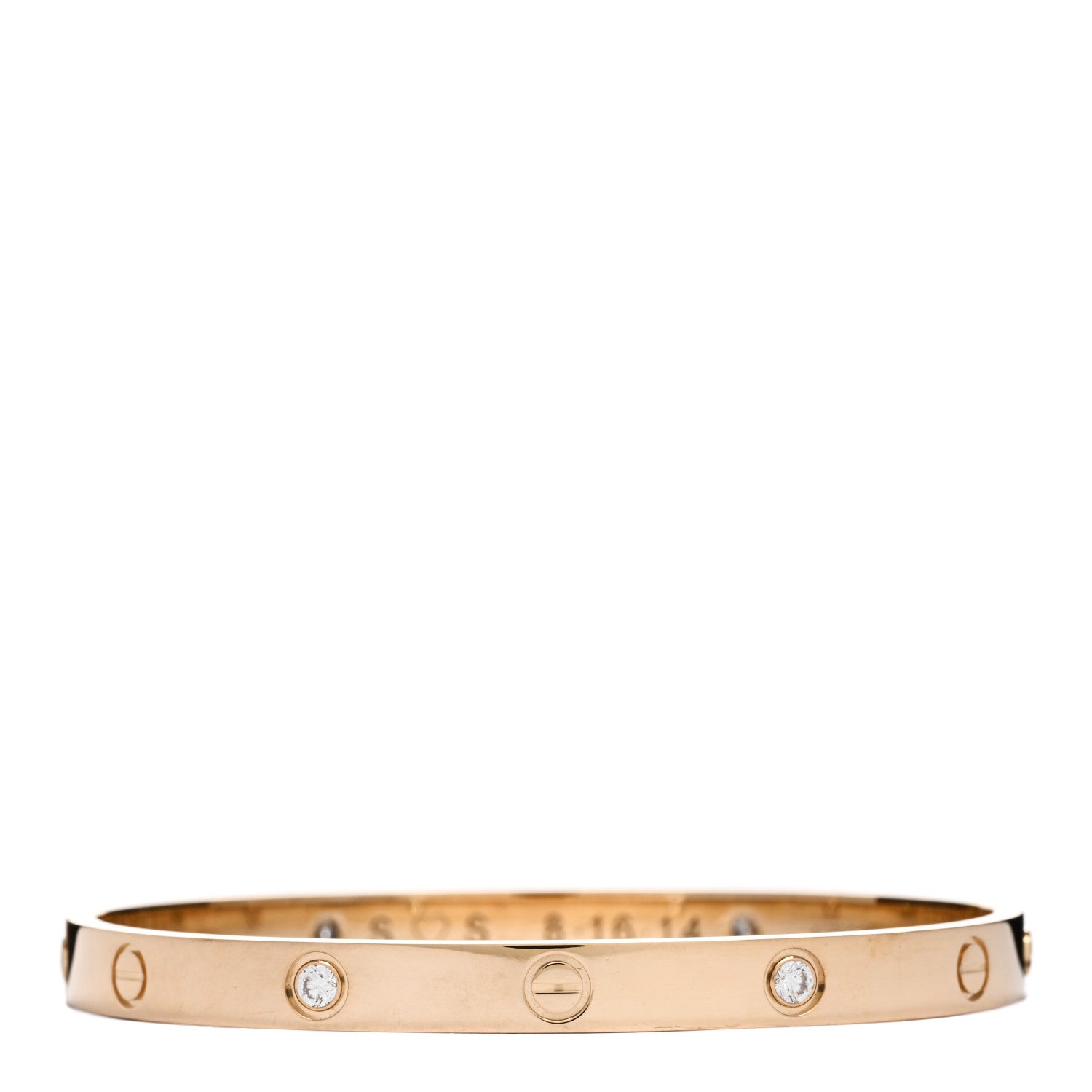 Cartier 18K Yellow Gold 4 Diamond LOVE Bracelet 19 1 of 7