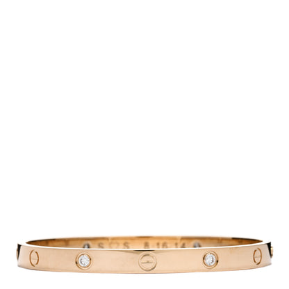 Cartier 18K Yellow Gold 4 Diamond LOVE Bracelet 19 1 of 7