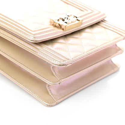 Chanel Iridescent Calfskin Quilted North South Boy Flap Beige 8 of 9