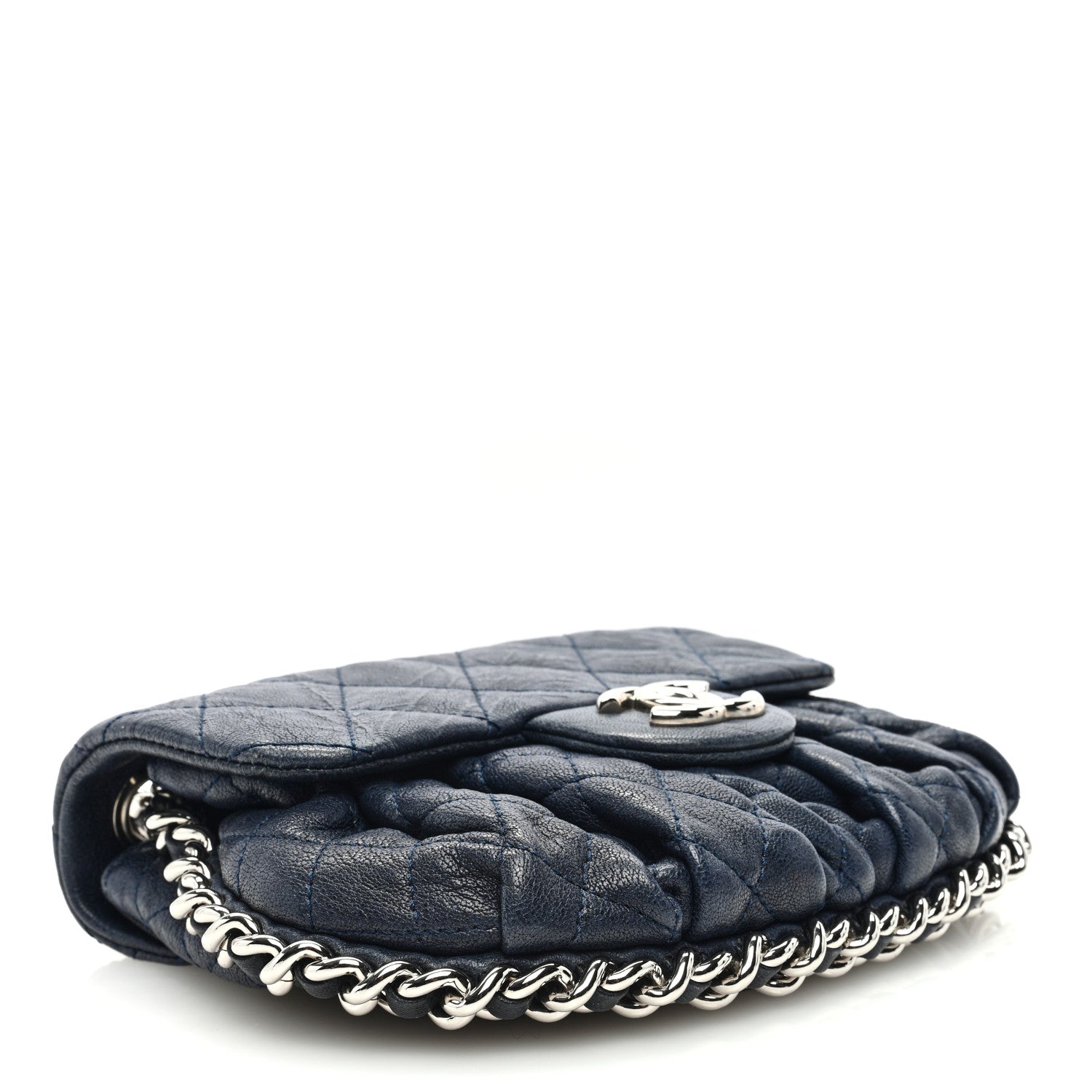 Chanel Washed Lambskin Mini Chain Around Messenger Navy Blue 4 of 9