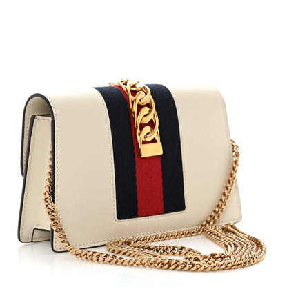 Gucci Calfskin Super Mini Sylvie Chain Shoulder Bag White 2 of 11