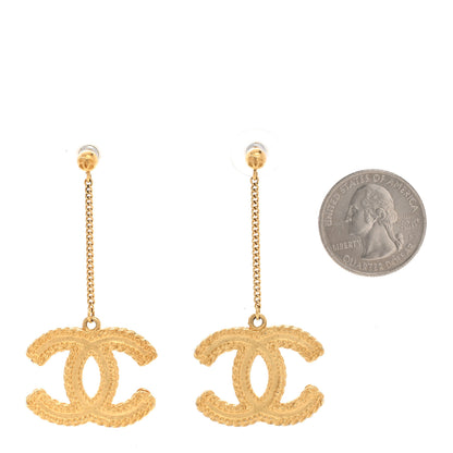 Chanel CC Drop Earrings Matte Gold 2 of 4