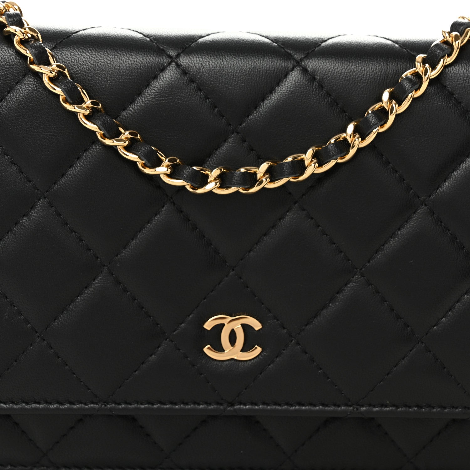 Chanel Lambskin Quilted Wallet On Chain WOC Black 9 of 12