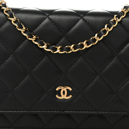 Chanel Lambskin Quilted Wallet On Chain WOC Black 9 of 12