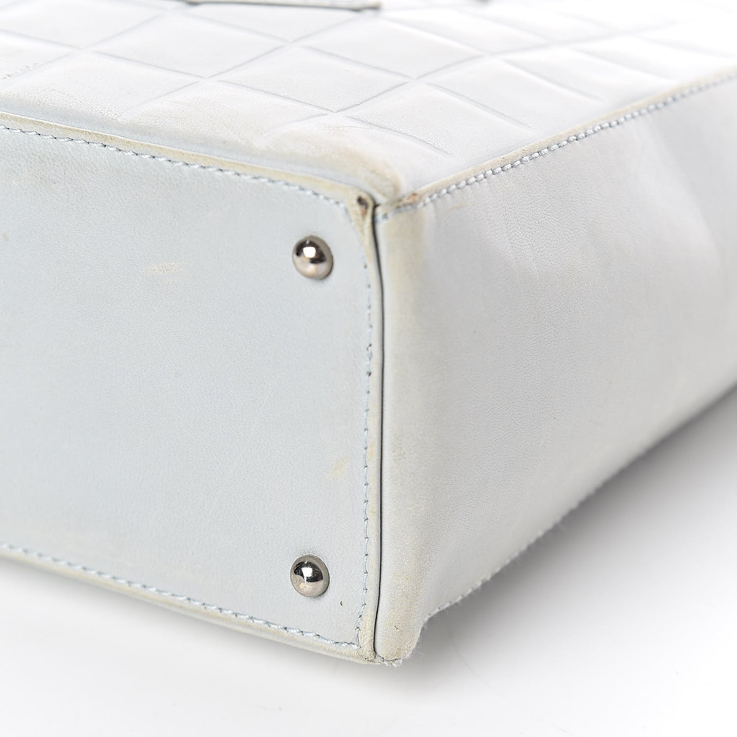 Lambskin Chocolate Bar Quilted Small Shoulder Bag Light Blue