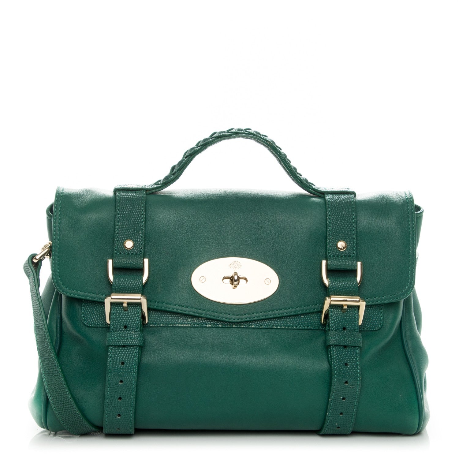 Mulberry Micrograin Calfskin Lizard Printed Medium Alexa Emerald 1 of 10