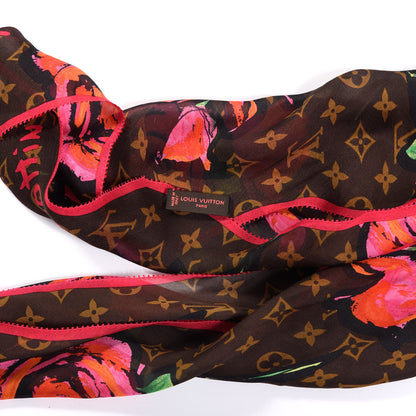 Louis Vuitton Silk Monogram Roses Scarf Marron 2 of 2